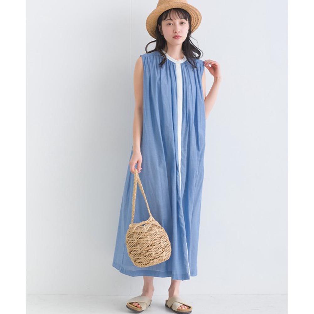 日本 Lupilien - 100%印度棉 輕盈飄逸背心裙-明亮藍