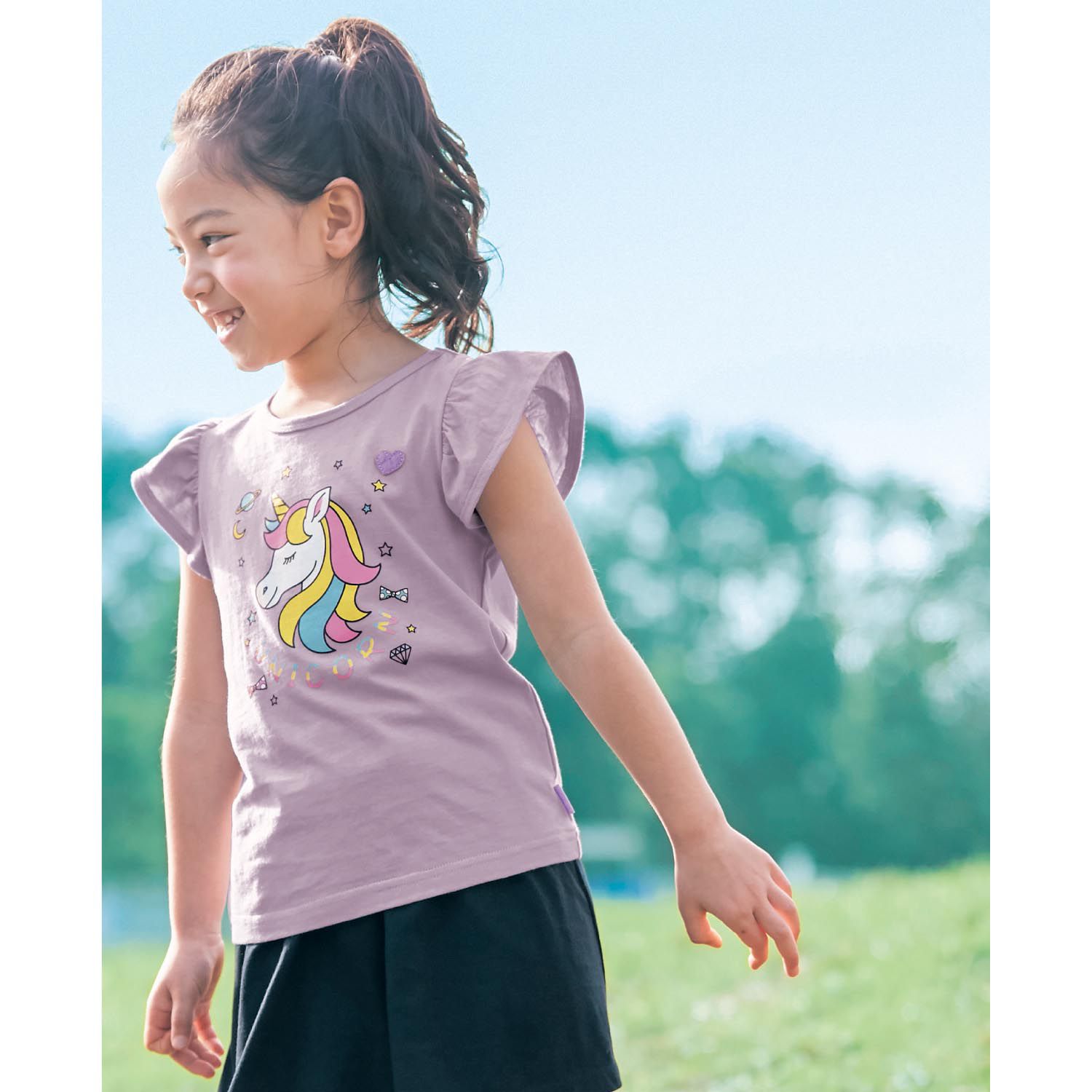 日本千趣會 - GITA 天竺棉印花短T-巴黎鐵塔蝴蝶-水藍