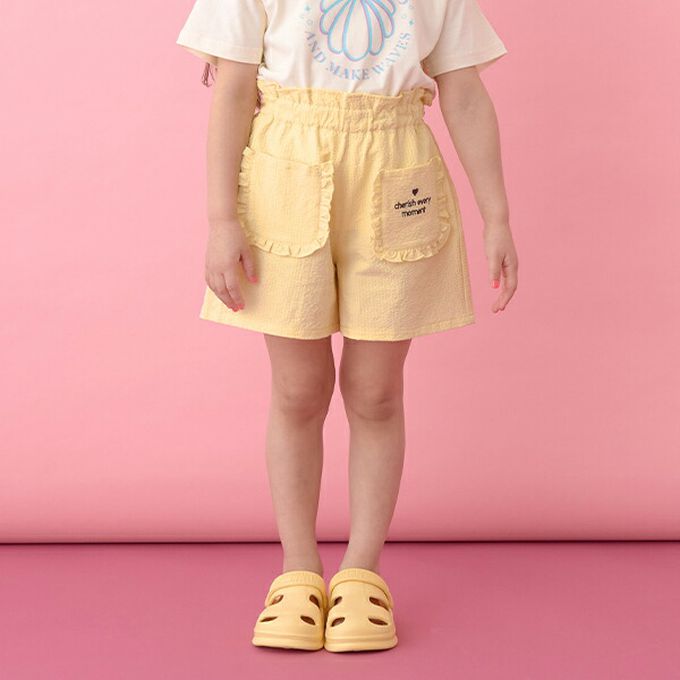 日本 Lycee mine - 可愛荷葉邊口袋短褲-薄荷綠