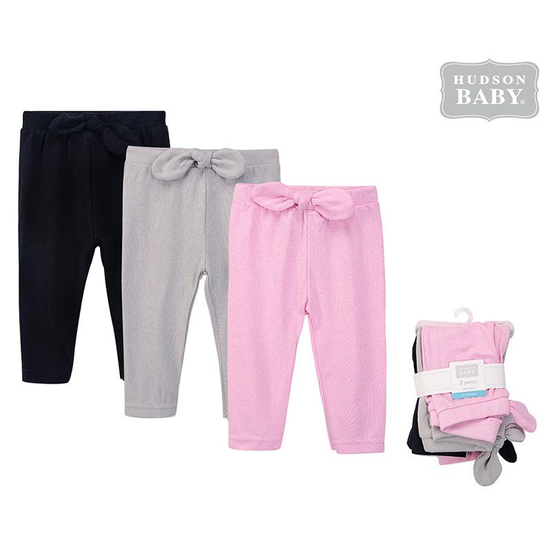 美國 Luvable Friends - 甜蜜寶貝100%純棉嬰幼兒長褲3件組-寬版蝴蝶結