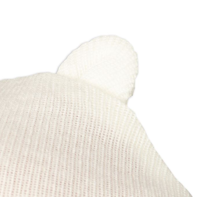 akachan honpo - 新生兒針織帽-愛心刺繡-米白色 (32~36cm)