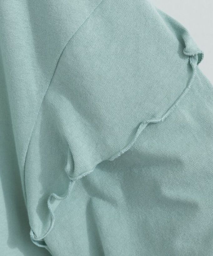 日本 Lupilien - 接觸冷感 學院風印花荷葉寬袖上衣-橘