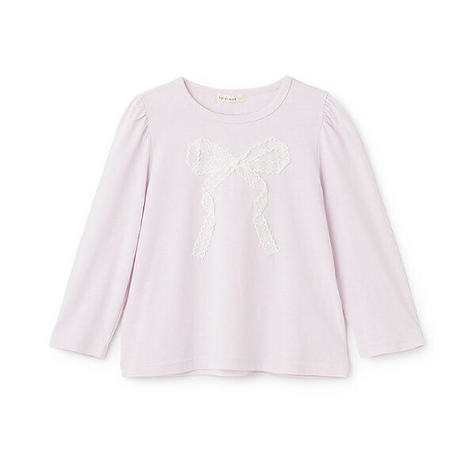 日本 Lycee mine - 100%棉 夢幻蝴蝶結長袖上衣-粉紅