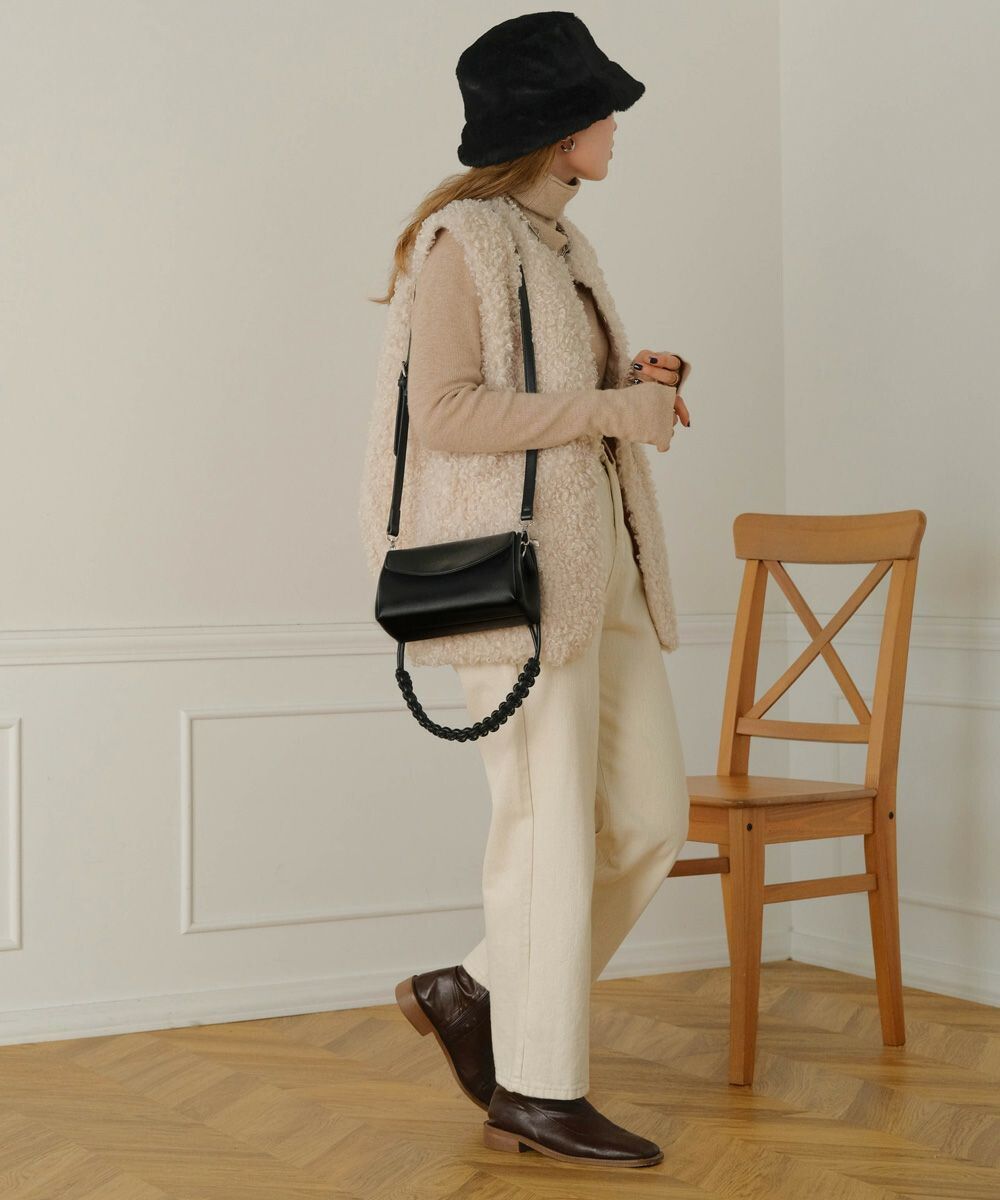 日本 Bab - 編織背袋皮革肩背小包-黑