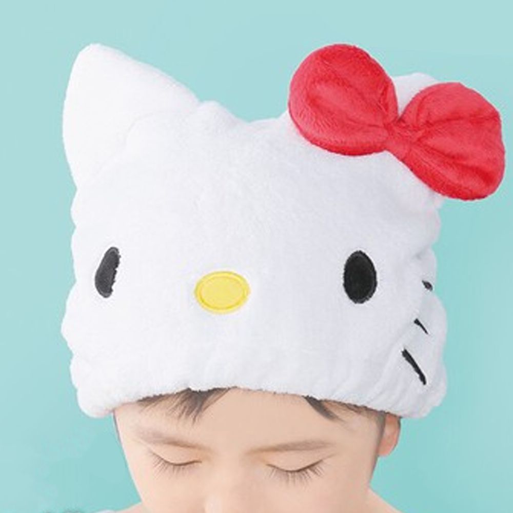 日本 MARNA - 造型沐浴帽/吸水帽(尺寸可調整)-Hello Kitty (3歲以上)