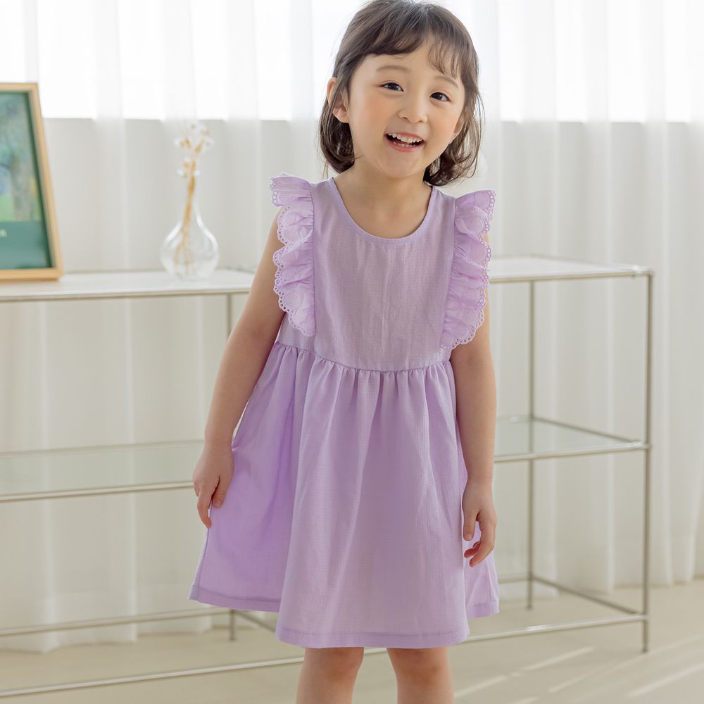 韓國 Orange Mom - 荷葉裝飾單色洋裝-紫