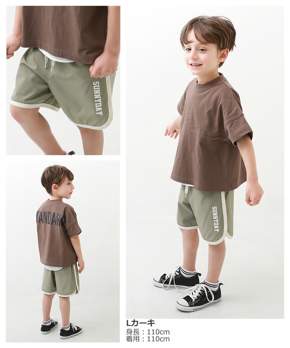 日本 devirock - 速乾撞色線條運動短褲-墨綠