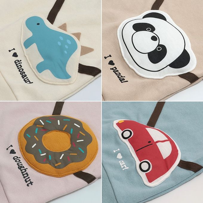 日本 Chil2 - 可愛側口袋裏毛長袖上衣-恐龍-米黃