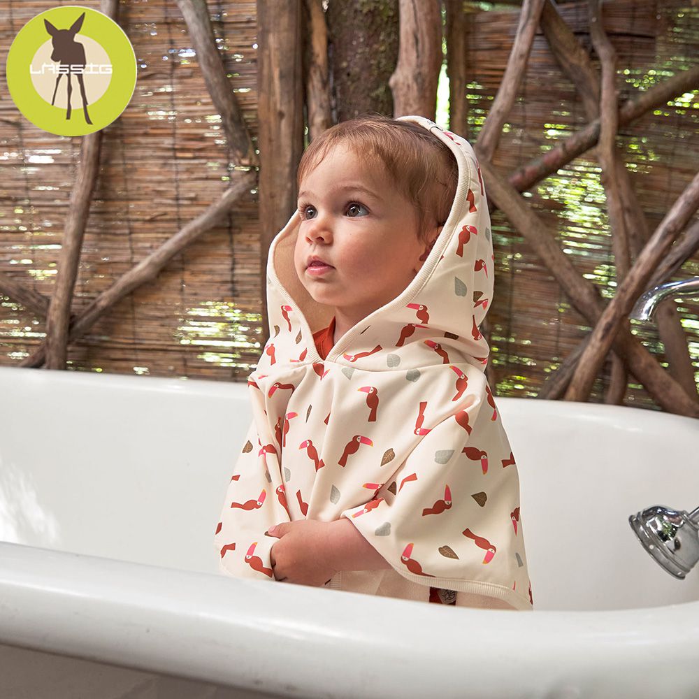 德國 Lassig - 嬰幼兒抗UV斗篷沙灘巾-波卡圓點 (120-60cm)