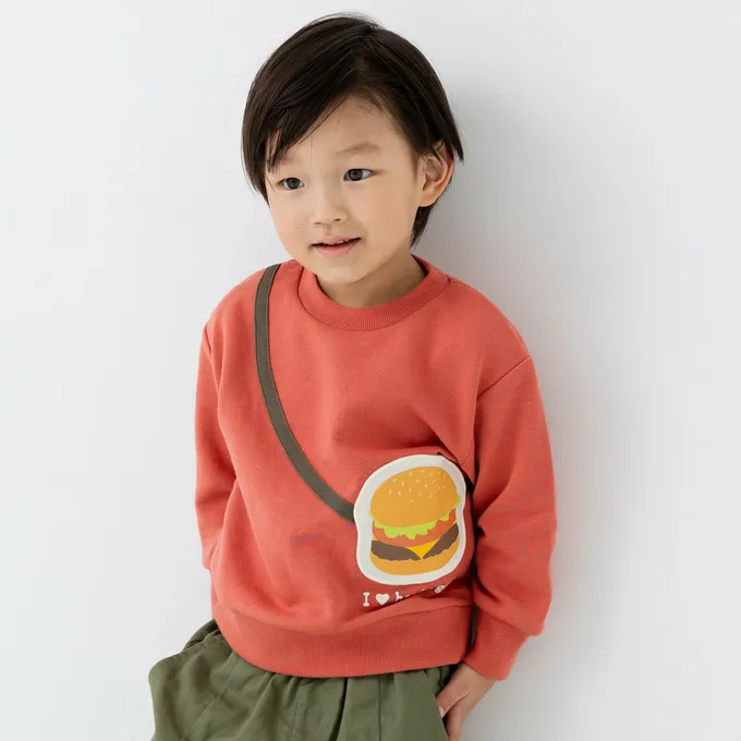 日本 Chil2 - 立體小包縮口長袖上衣-熊貓-卡其杏