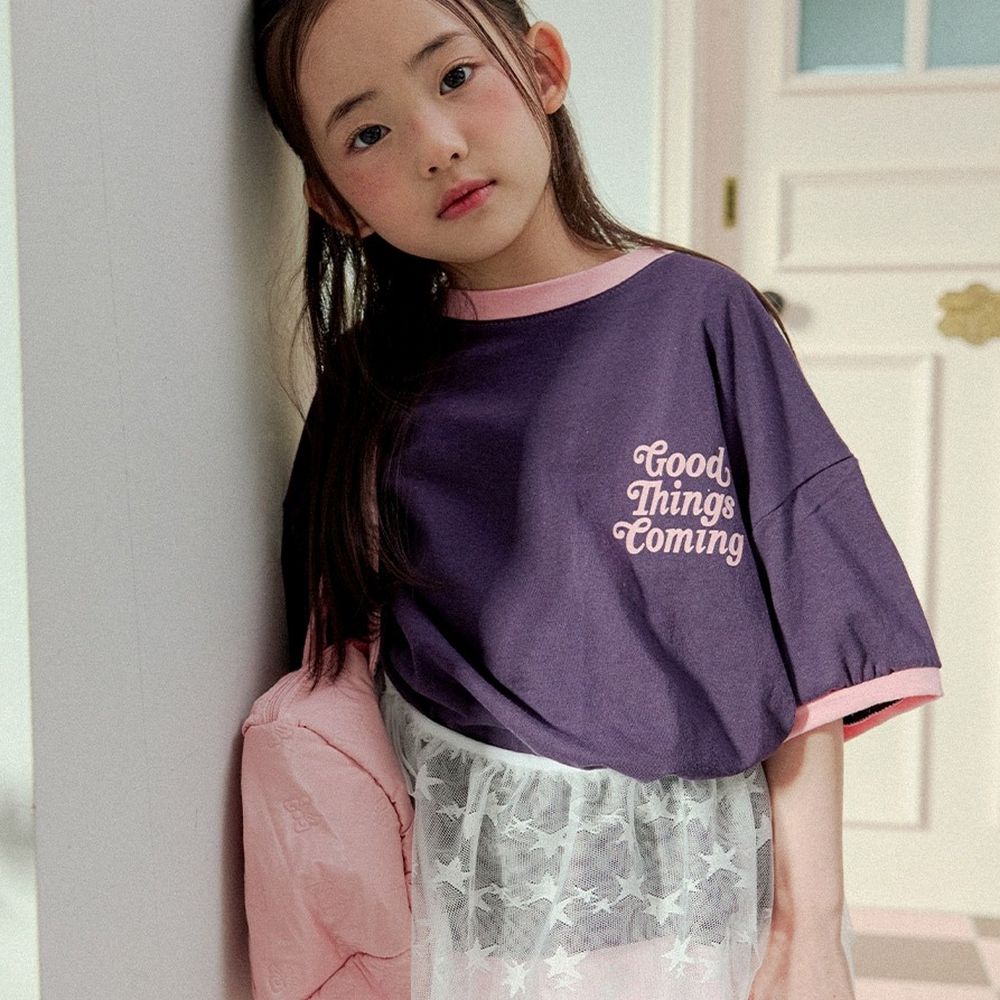 W.S.B. 純棉短袖上衣-胸前文字點綴-海軍藍