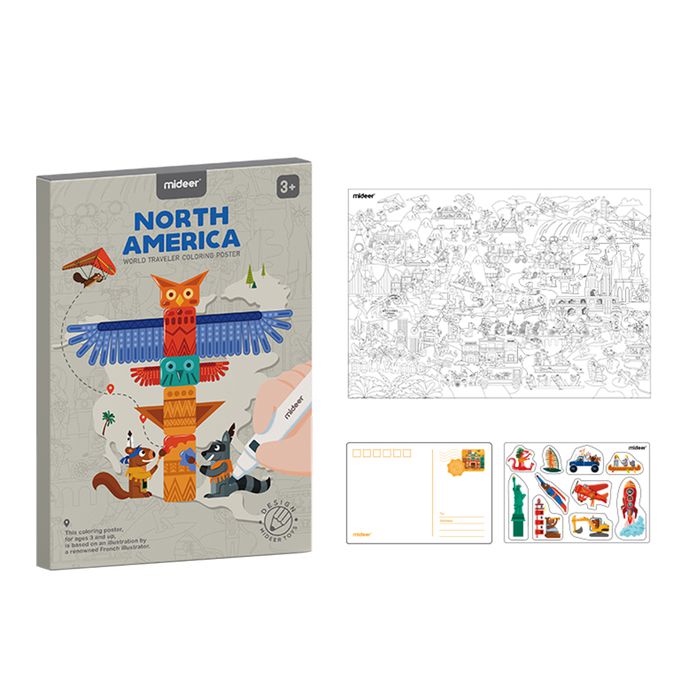 MiDeer - 世界塗色畫紙-北美洲