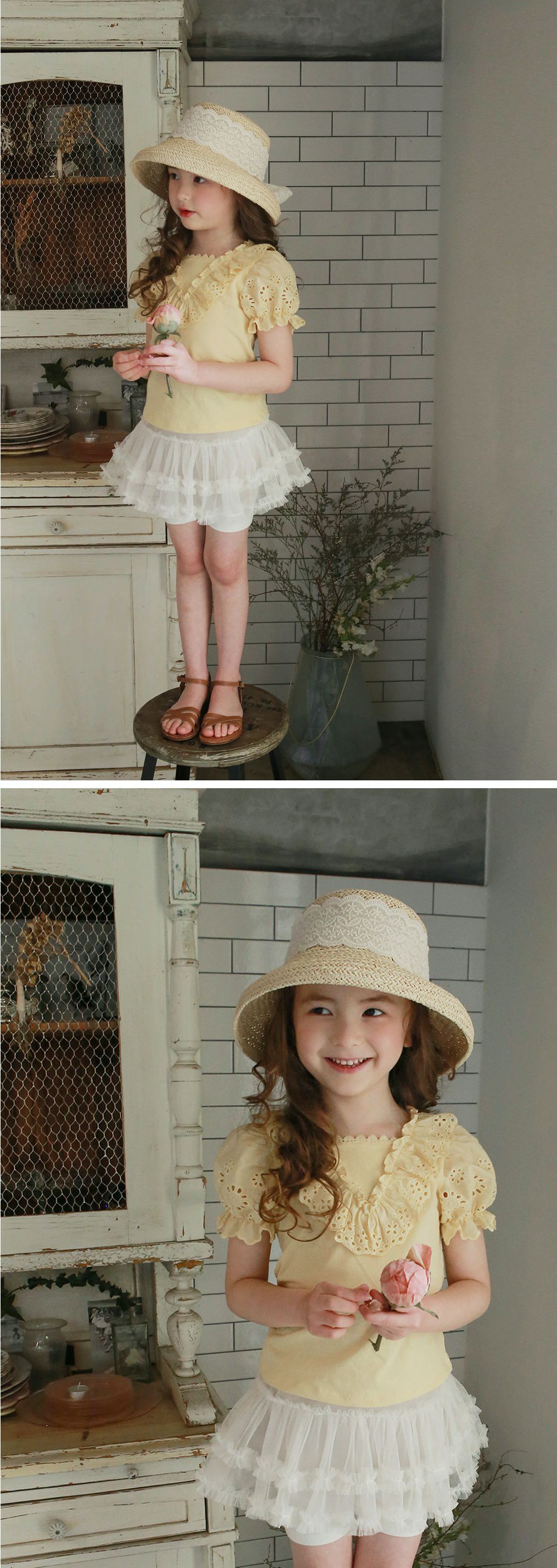 韓國 PuellaFLO - 細網紗蛋糕褲裙-象牙白