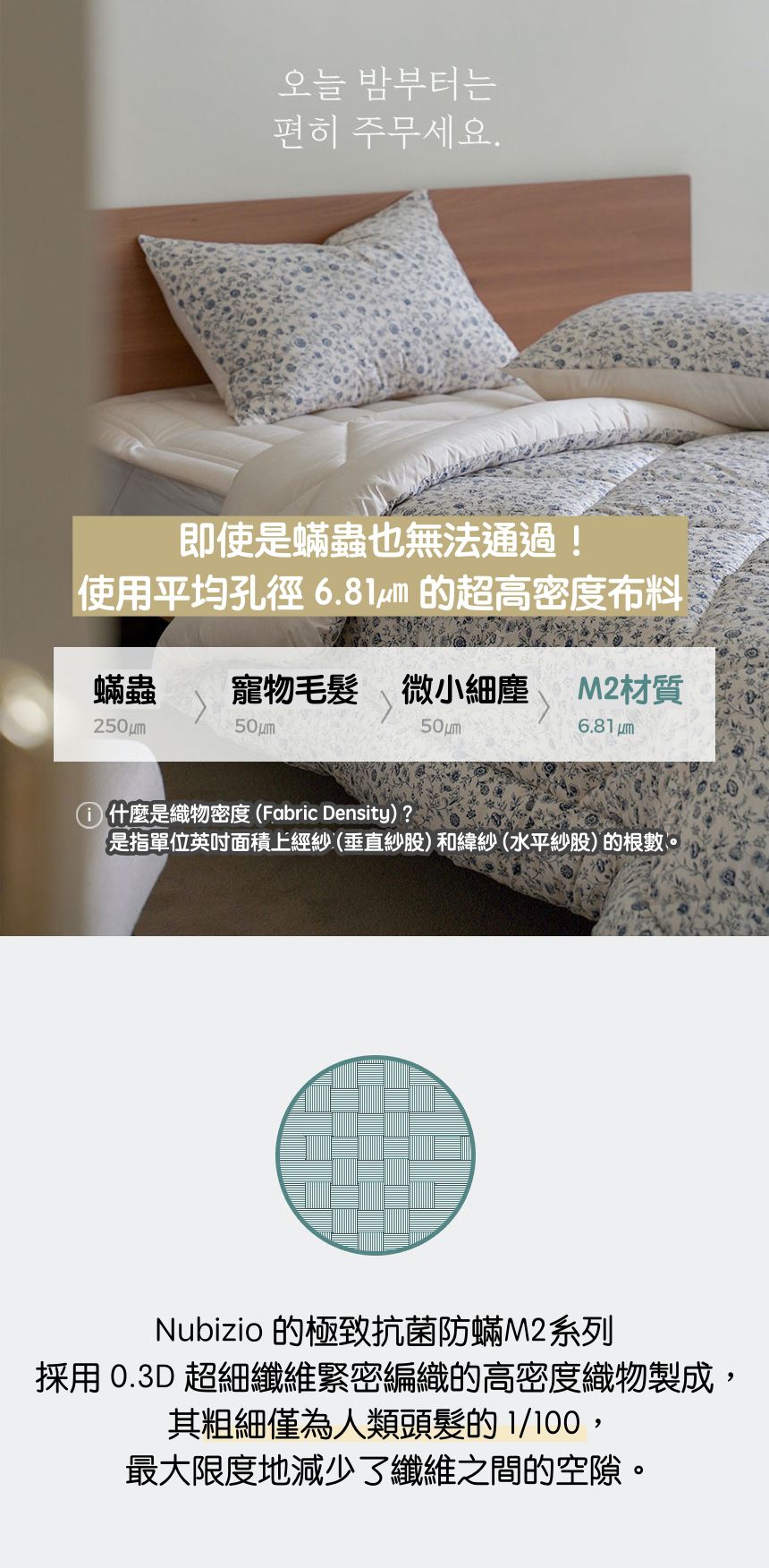 韓國 Nubizio - 極致抗菌防蟎M2四季被-寧靜花藤-白X藍紫