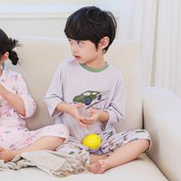 韓國 Ppippilong - 清涼嫘縈透氣7分袖家居服/睡衣-跑車-淺灰