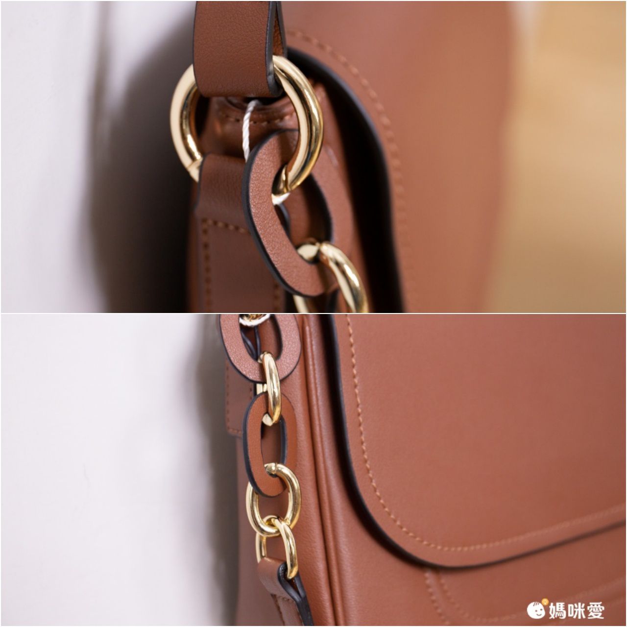 真皮質感腋下馬鞍包-附2種背帶-深棕色 (25x19x9cm)