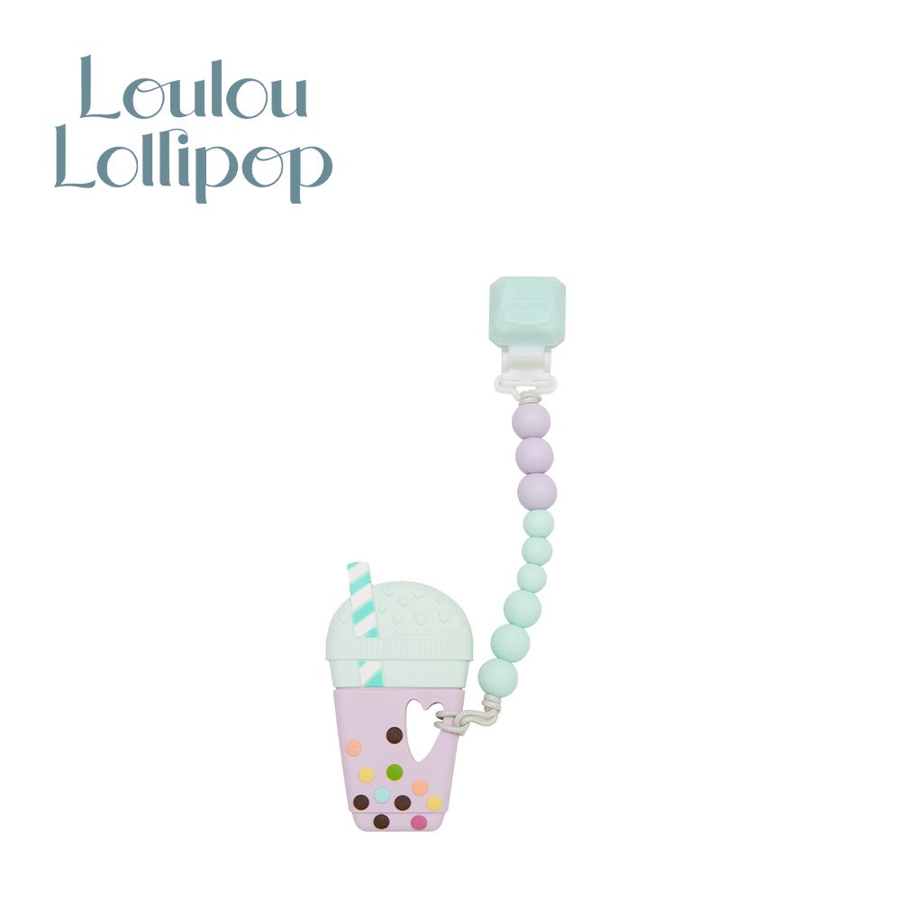 Loulou Lollipop - 加拿大 造型固齒器/奶嘴鍊組 - 珍珠奶茶系列-沁涼紫