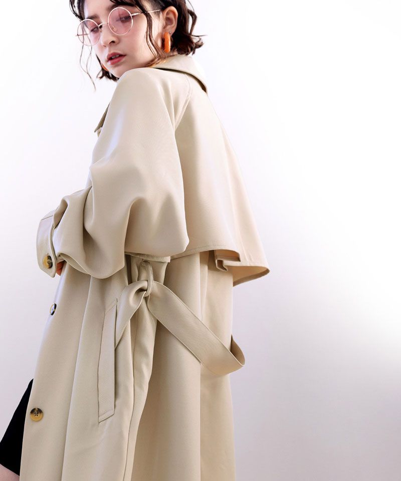 日本 Classical Elf - 復古立領收腰長版風衣-摩卡