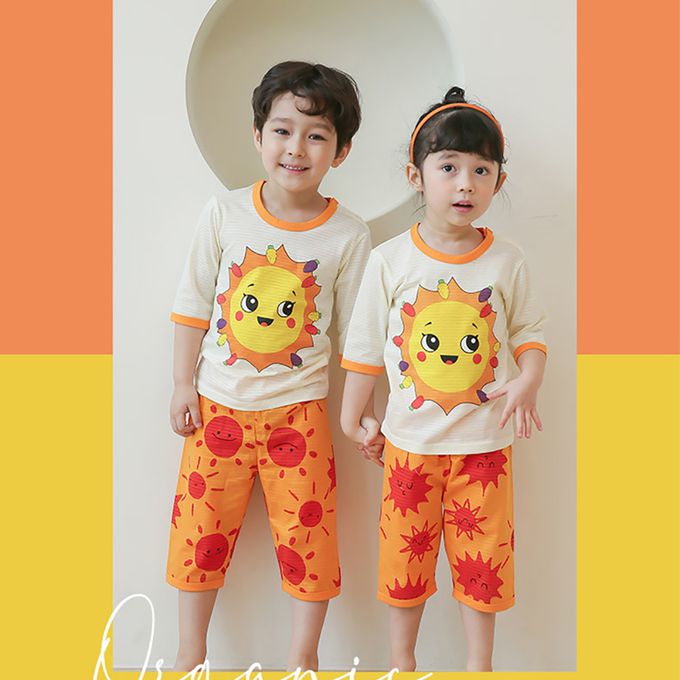 正韓 Puco - 超優質嬰幼兒/兒童七分袖100% 有機純棉家居服/睡衣-陽光燦爛