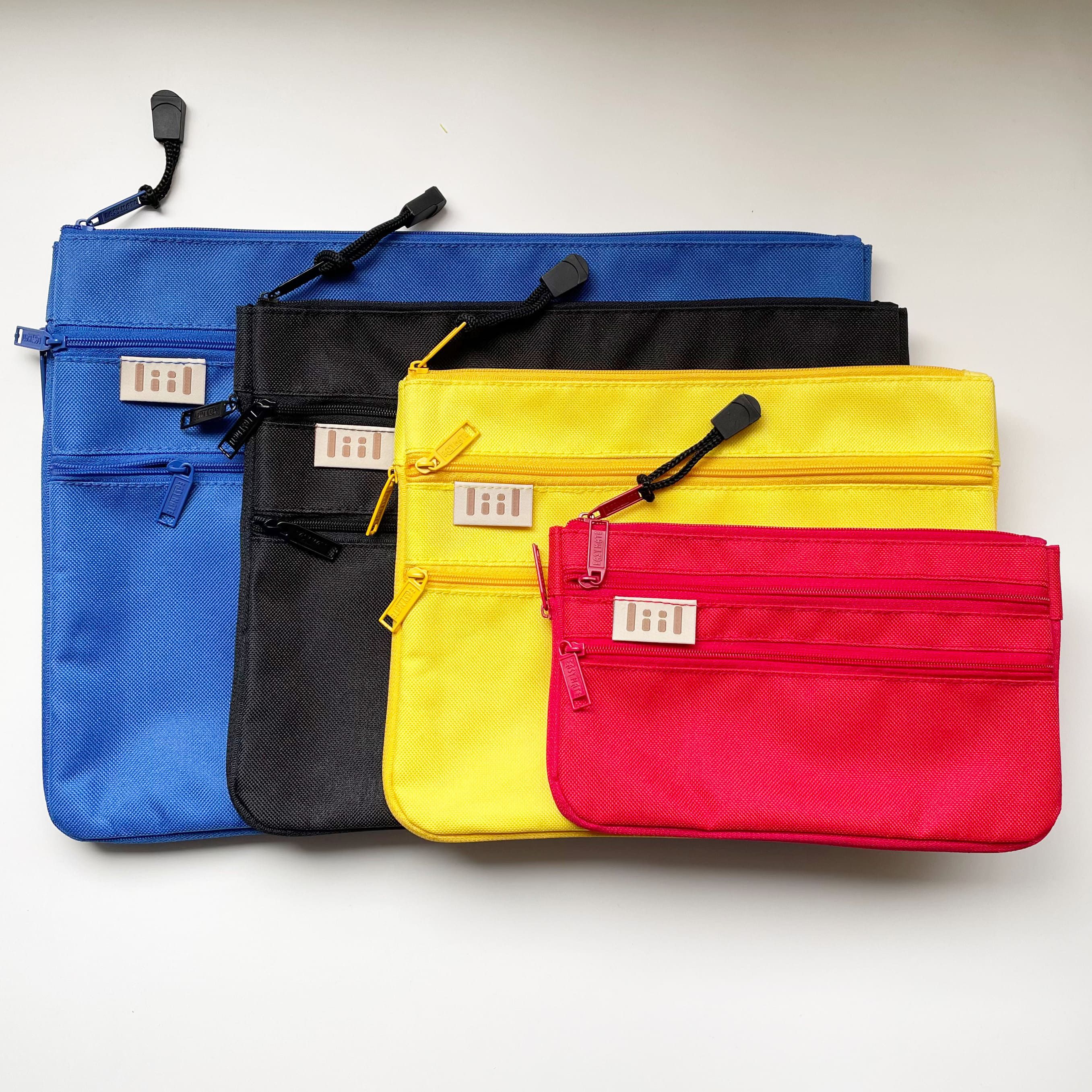 理理 liil - 紋理三拉鏈收納文件袋-風鈴藍 (M-250x190x45mm)