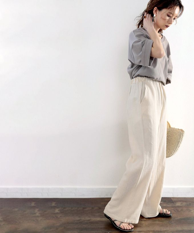 日本 Classical Elf - 純棉夏日柳葉舒適寬褲-黑