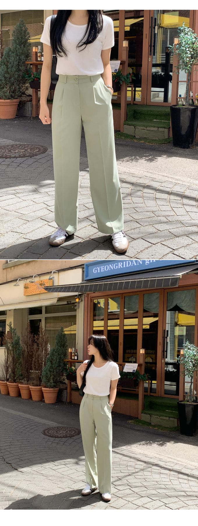 韓國 98doci - 夏季好搭西裝直筒寬褲-薄荷綠