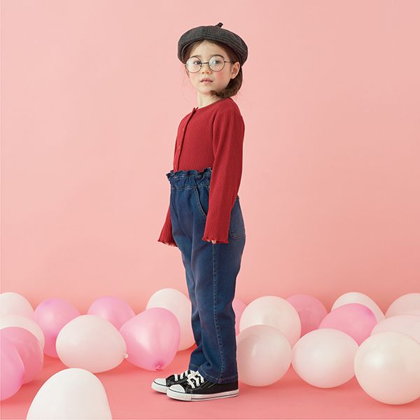 日本 Lycee mine - 俏麗皺摺錐形彈力牛仔褲-海軍藍