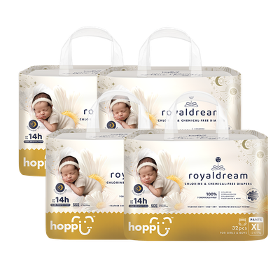 Hoppi - royaldream 皇家系列嬰兒尿布－褲型(XL)－32片－4袋