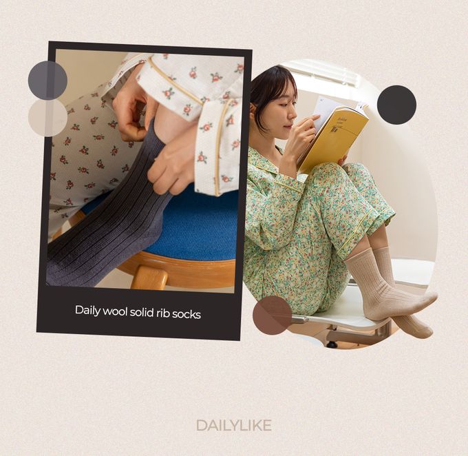 韓國 Daily Like - 女用襪子/中筒襪4入組-大地純色 (220~250mm)