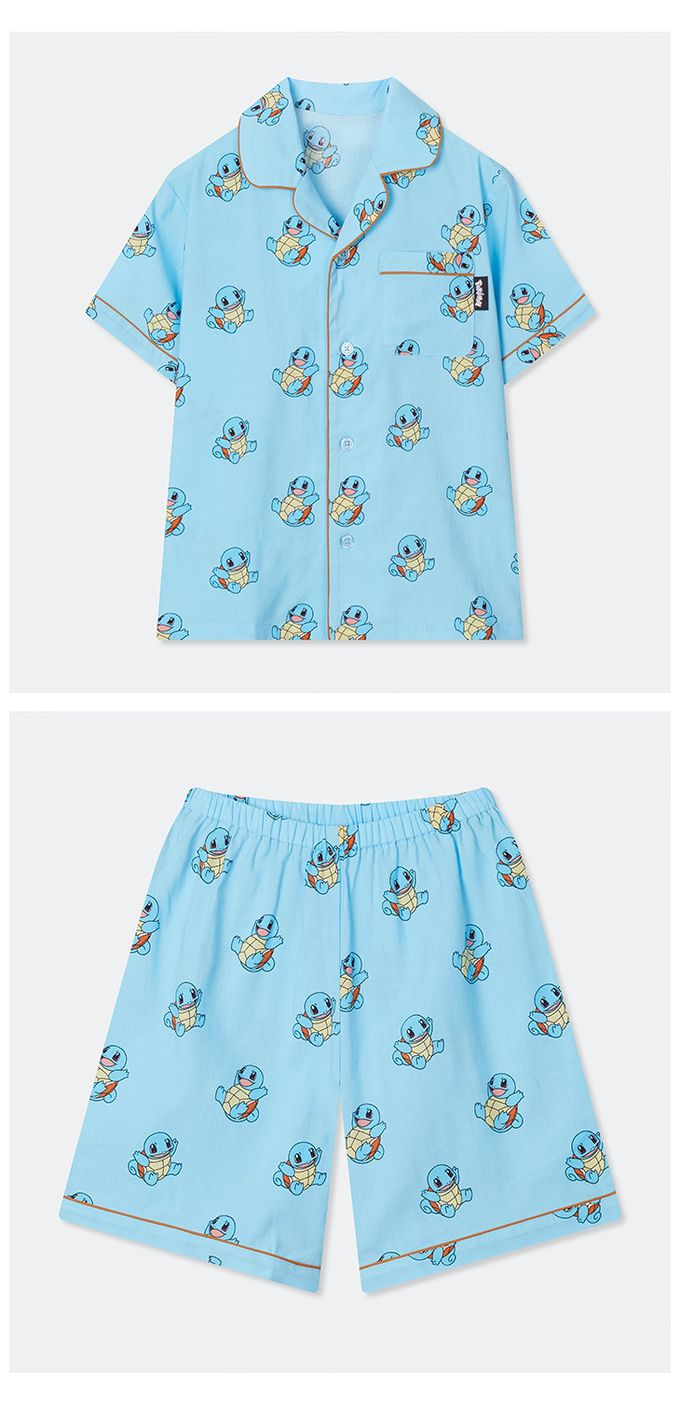 韓國童裝代購 - SPAO KIDS短袖睡衣套裝-卡通人物傑尼龜-藍