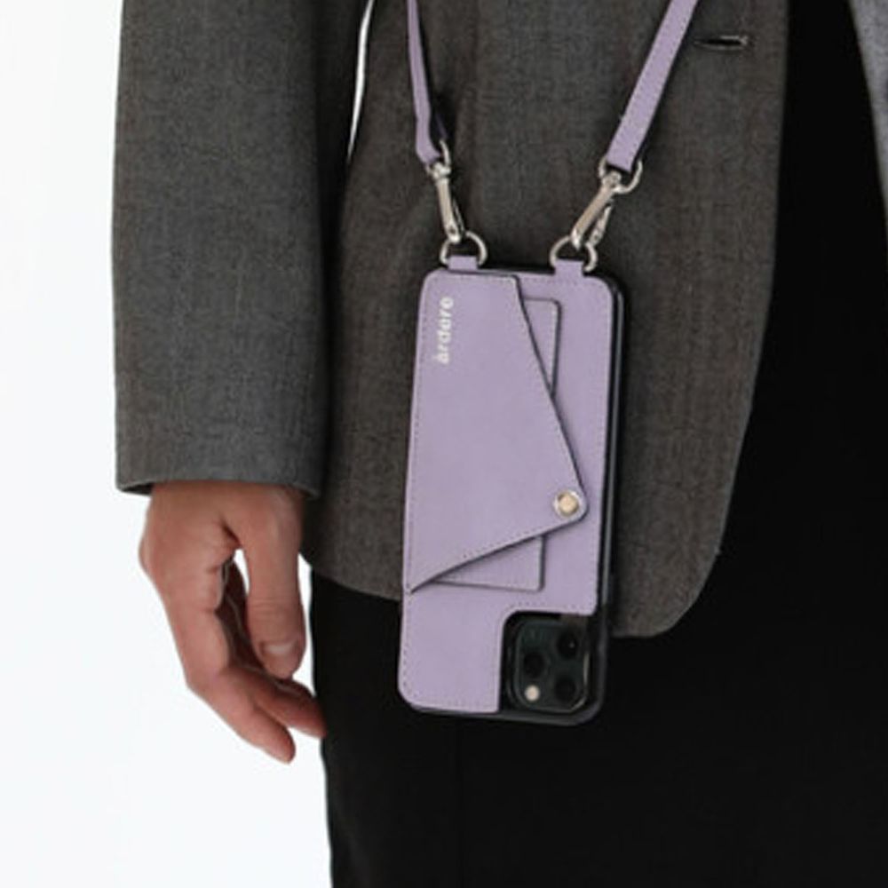 附卡夾背繩防摔手機殼-薰衣紫