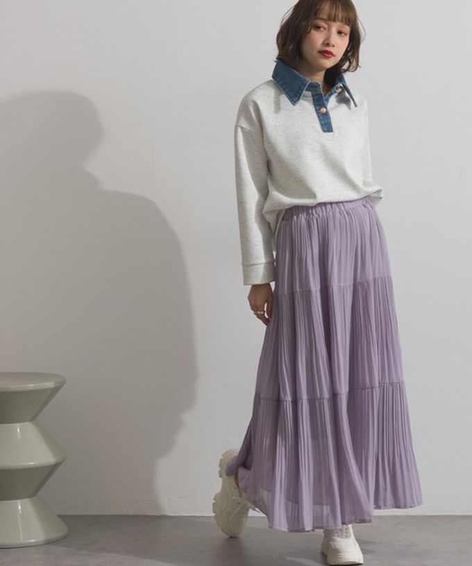 日本 ELENCARE DUE - 牛仔領層次感厚磅休閒長袖上衣-黑