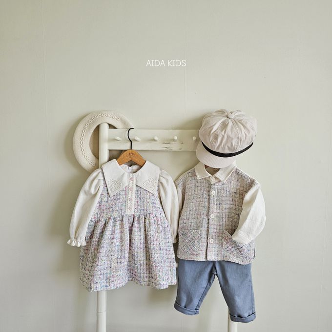 韓國 AIDA - 質感毛呢編織長袖連身洋裝-燕麥