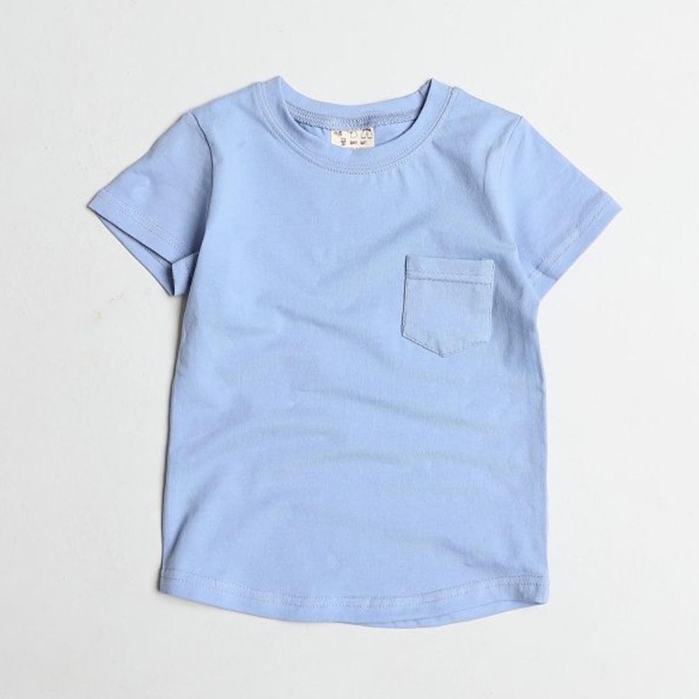 韓國 Dream Baby - 水洗加工布口袋T-藍