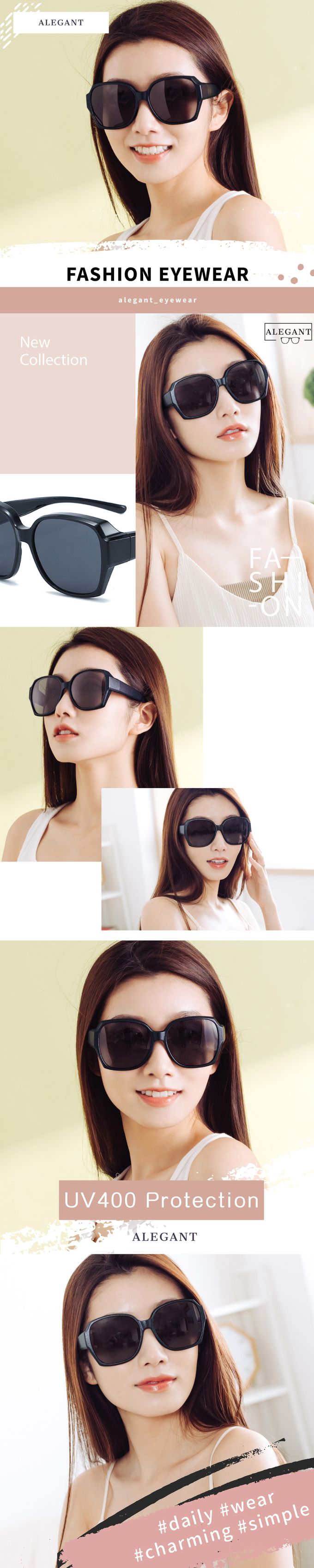 ALEGANT - 時尚英倫灰方框全罩式寶麗來偏光墨鏡│外掛式UV400太陽眼鏡包覆套鏡│車用太陽眼鏡│近視可戴外掛寶麗來墨鏡