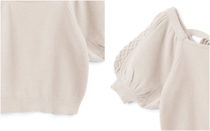 日本 GRL - 麻花澎澎短袖美背蝴蝶結針織上衣-天使藍 (Free)