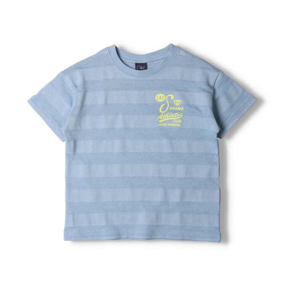 akachan honpo - 橫紋印花T恤-藍色