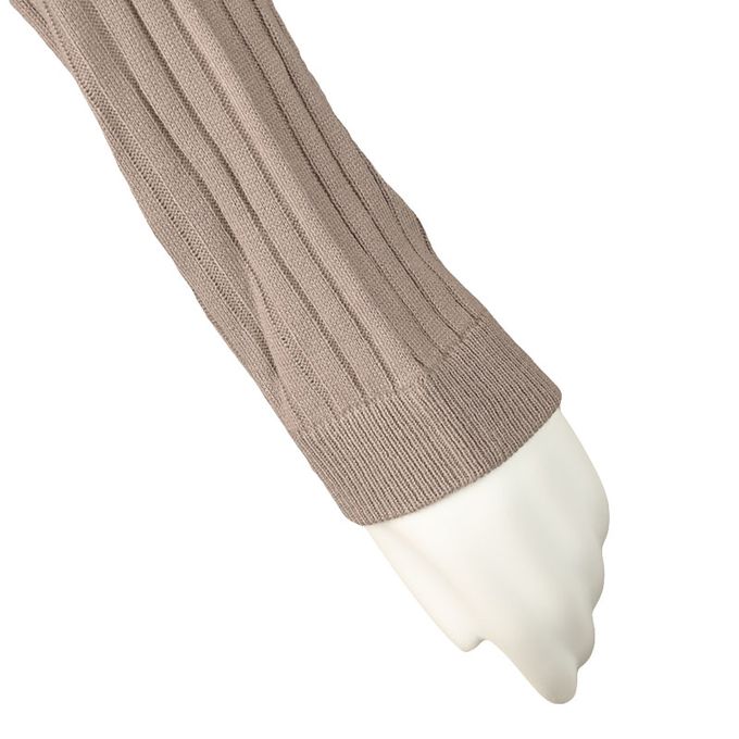 akachan honpo - 長袖羅紋針織洋裝-淺卡其色