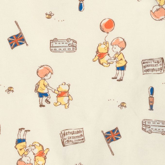 akachan honpo - 長袖連身衣-小熊維尼 有口袋-米白色 (50~60cm)