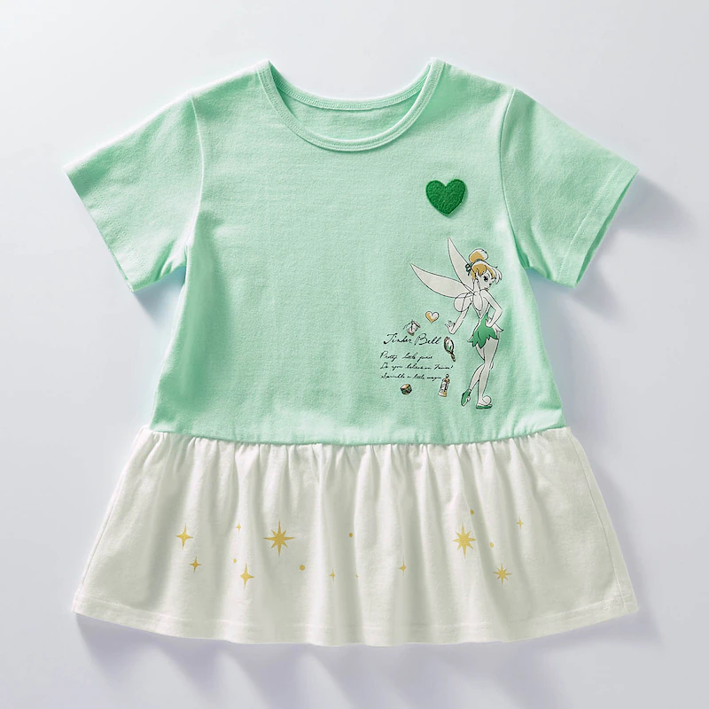 日本千趣會 - 迪士尼天竺棉荷葉衣擺短袖上衣-小叮噹仙子-薄荷