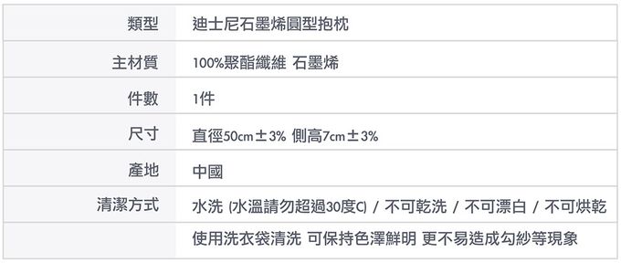 Disney 迪士尼 - 超安石墨烯圓形抱枕-線條米奇-50CM