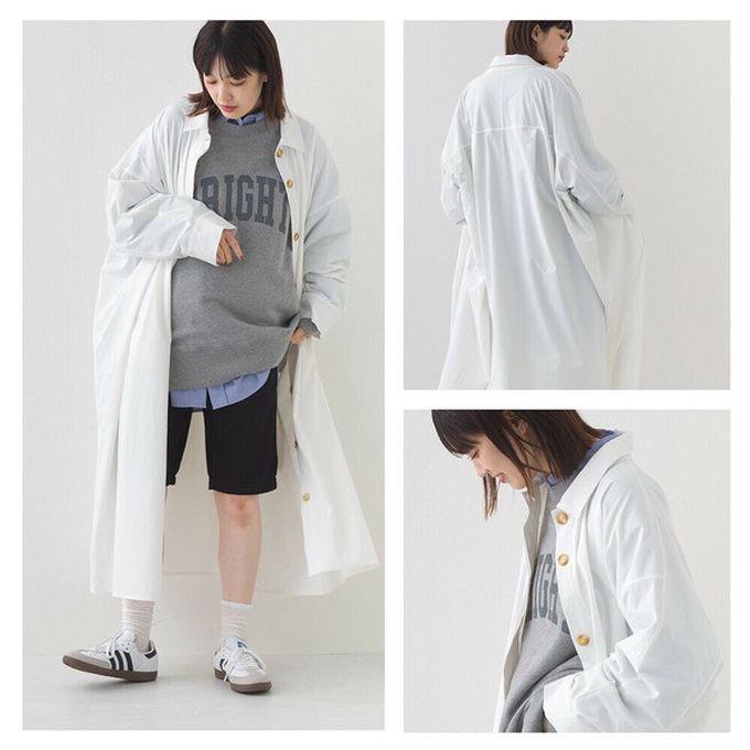 日本 OMNES - 防撕裂耐穿率性質感尼龍長版大衣-淺卡其