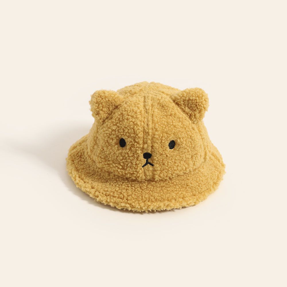 保暖卡通造型漁夫帽-小熊-白色 (帽圍48CM)