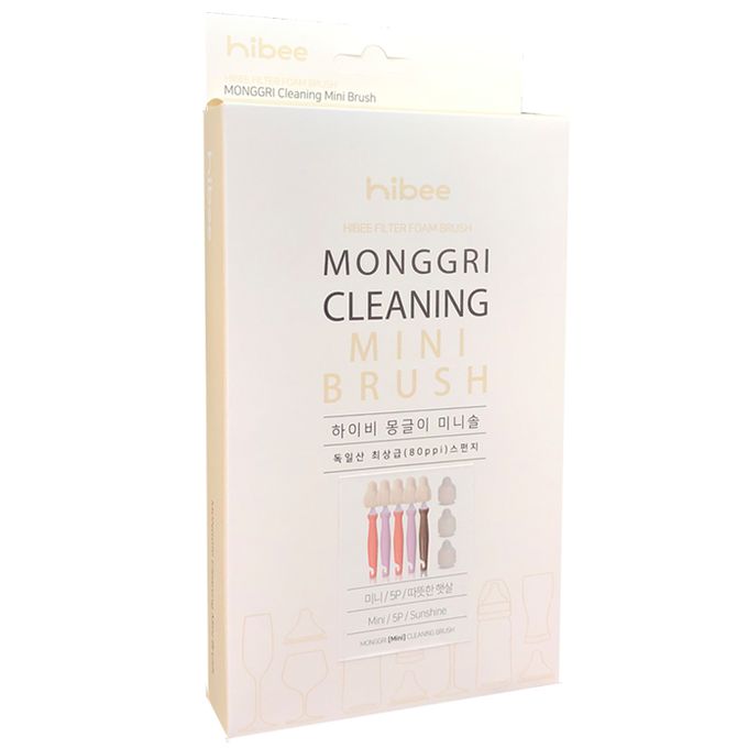正韓 hibee - 極細緻奶嘴/奶瓶/杯蓋螺旋/各種細縫 海綿隙縫刷 (5入組)-HFB001