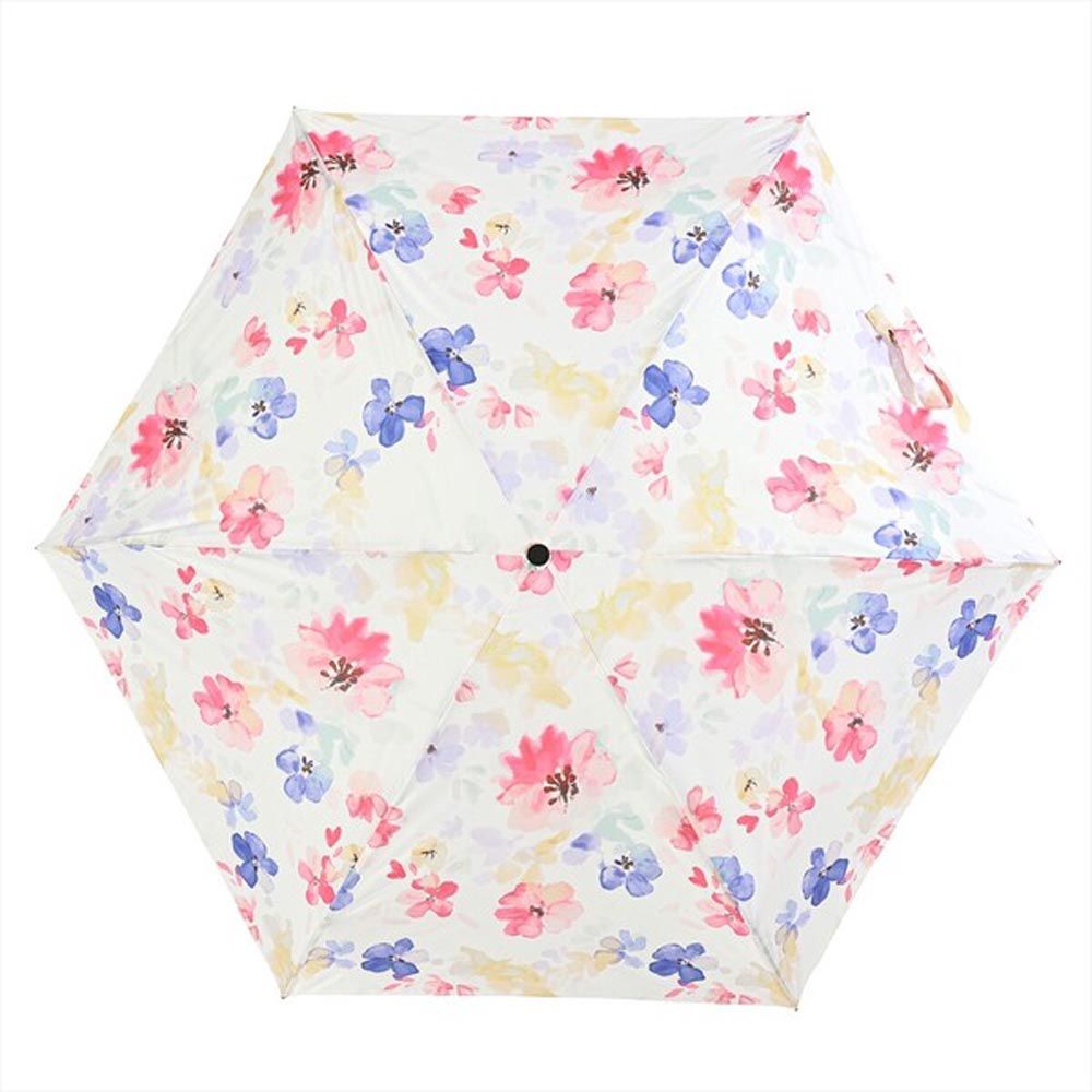 UPF50+ 晴雨兩用極輕巧折疊傘-暈染花朵-粉紅 (直徑90cm/143g)