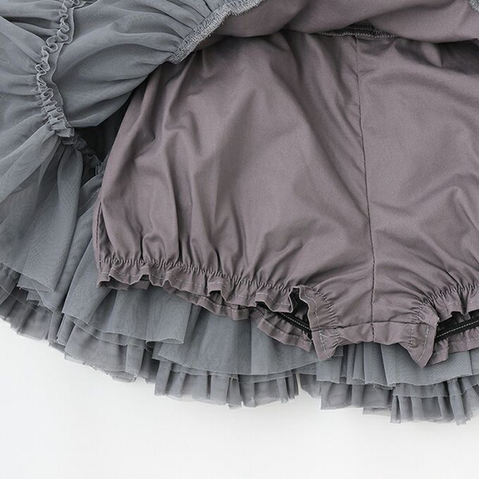 日本 Lycee mine - 高級蕾絲 夢幻蓬蓬短裙(含安全褲)-炭灰