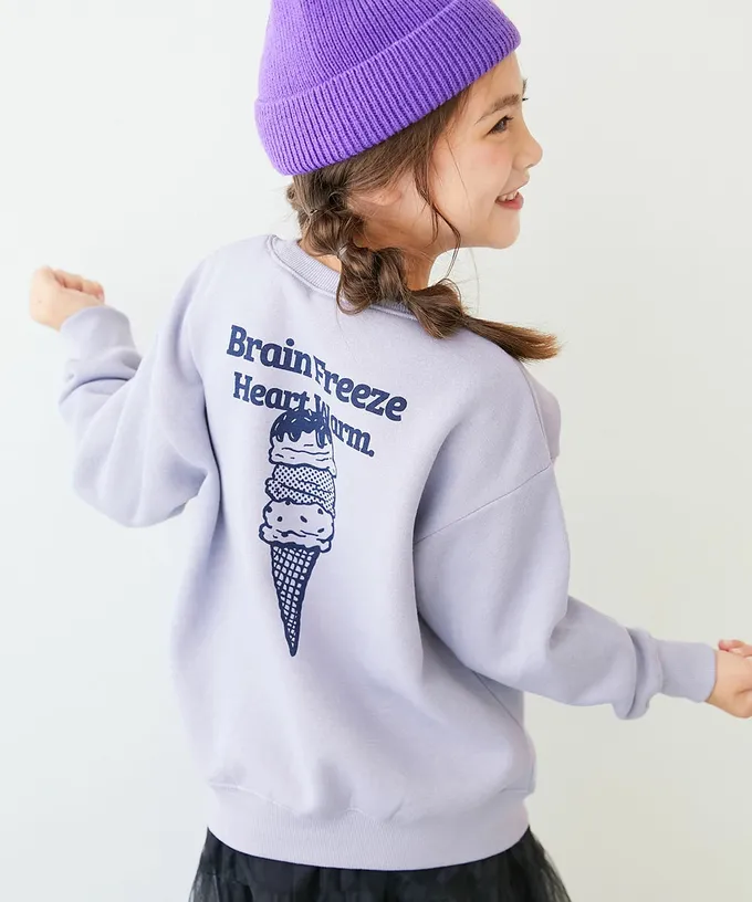 日本 devirock - 熱銷定番 裏起毛落肩大學長袖上衣-圈圈LOGO-煙燻粉