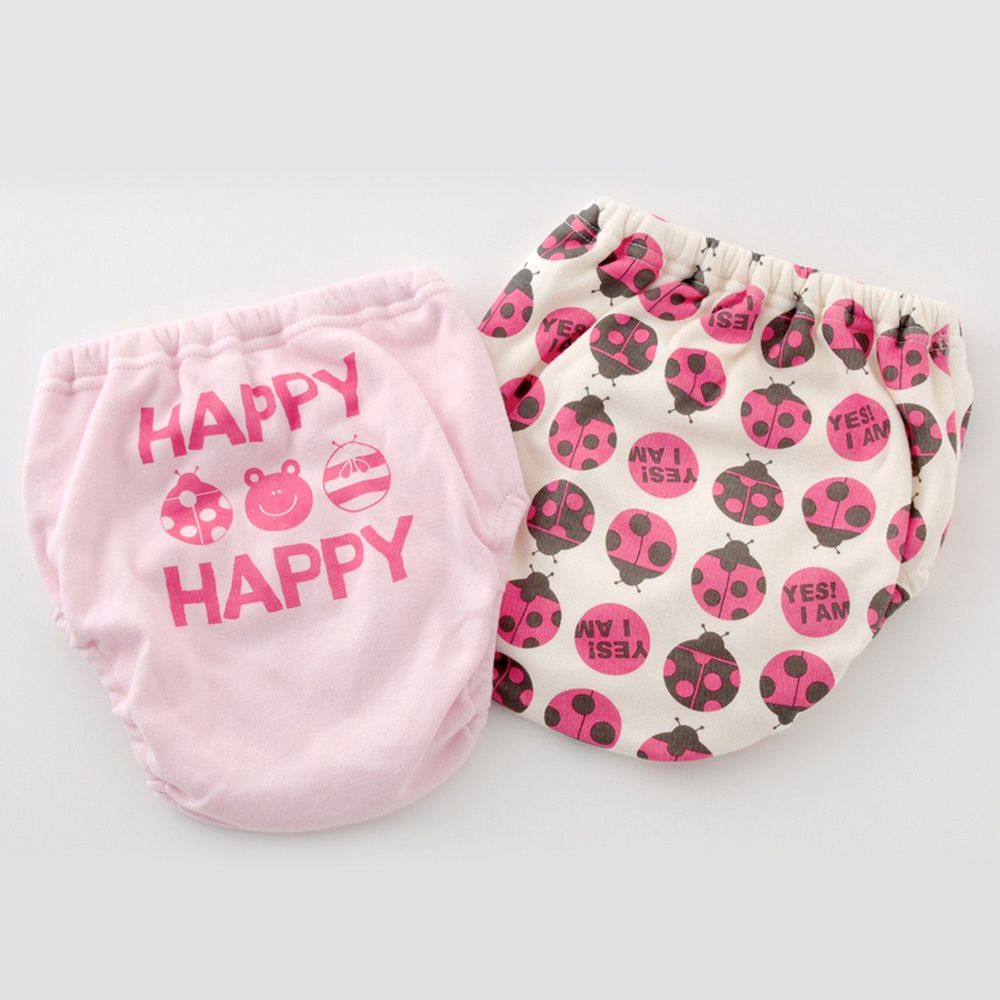 日本 Chuckle Baby - 四層學習褲(兩件組)-瓢蟲-粉-分離式