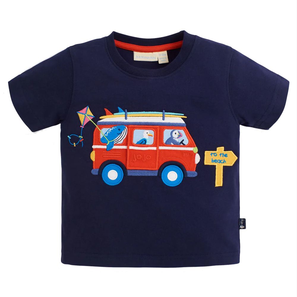 英國 JoJo Maman BeBe - 超優質嬰幼兒/兒童100％純棉短袖上衣/T-shirt/動物T-海洋動物去玩水