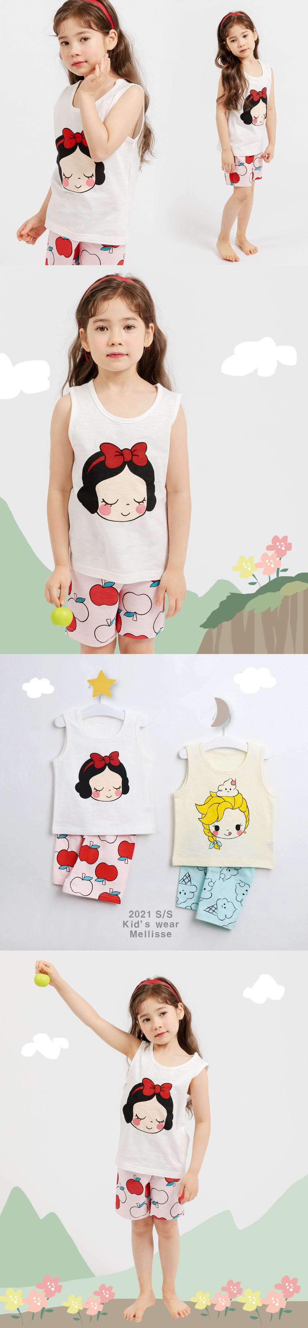 韓國 Mellisse - 韓製極致細柔無袖家居服(無螢光棉)-白雪公主的蘋果